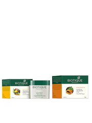 Biotique Bio Fruit Whitening and Depigmentation Face Pack, 75g|Bio Papaya Revitalizing Tan Removal Scrub, 75 g|Set of 2 Items