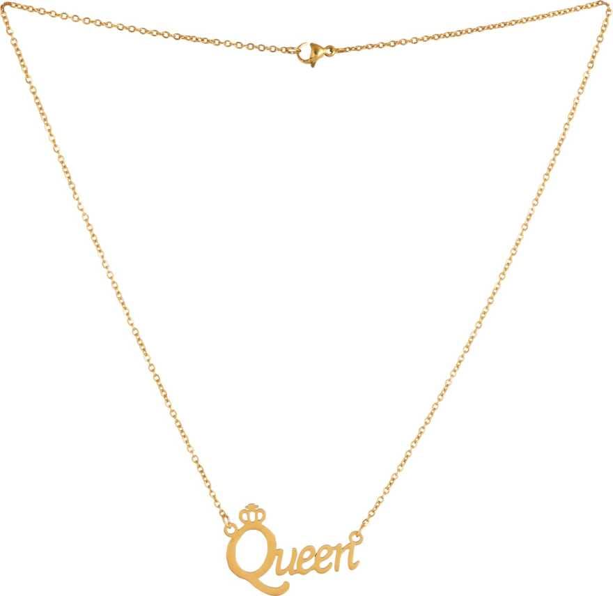 ASTRODIDI Fancy Stylish Queen Letter Locket With Chain Gold-plated Stainless Steel Pendants Locket