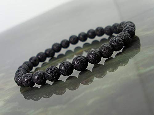 ASTRODIDI Lava Stone & Lava Stone Bracelet for Unisex Adult (Black_49.9gm)