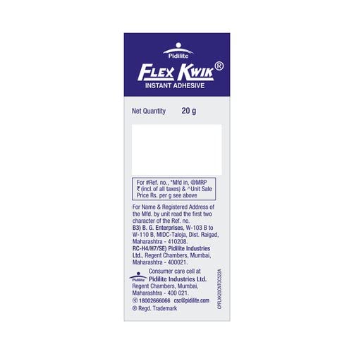 Pidilite Flex Kwik Instant Adhesive Fast Bonding for Flex and PVC Doors (20g) (Pack of 2)