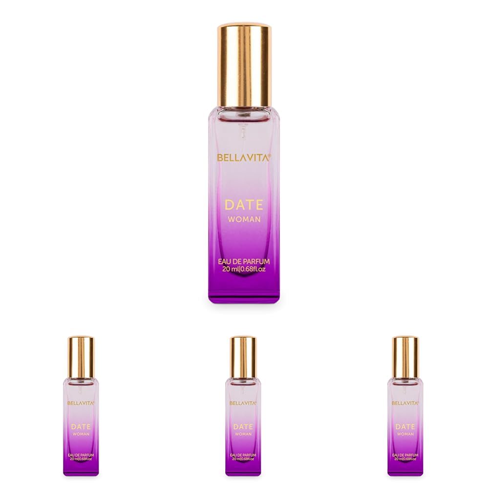 Bella Vita Luxury Date Woman Liquid Eau De Parfum Perfume With Pink Pepper, Jasmine & Vanilla|Premium, Long Lasting Floral & Fruity Fragrance For Women, 20Ml (Pack Of 4)