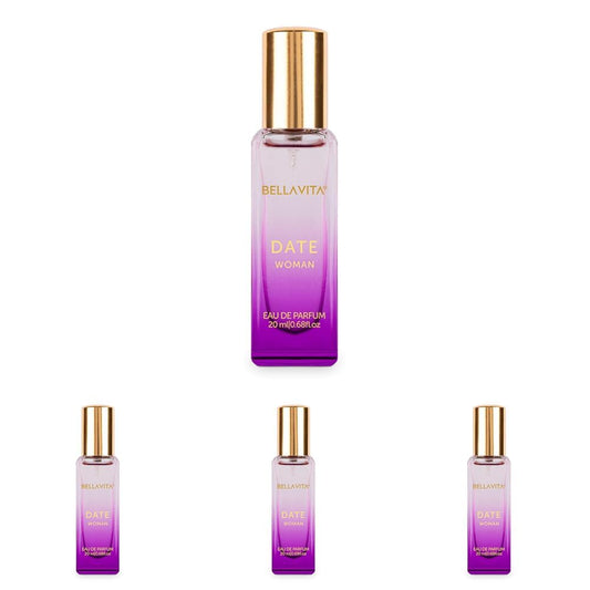 Bella Vita Luxury Date Woman Liquid Eau De Parfum Perfume With Pink Pepper, Jasmine & Vanilla|Premium, Long Lasting Floral & Fruity Fragrance For Women, 20Ml (Pack Of 4)