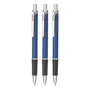Hauser Trent Retractable Ball Pen Box Pack | 0.7 mm Tip Size | Slim Clip Design With Chrome Plated Body | Comfortable Grip & Smudge Free Writing | Refillable Ball Pen | Blue Ink, Pack of 3