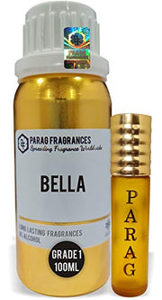 Parag Fragrances Bella 100Ml Natural Attar (With Empty Fancy Bottles) Alcohol Free Grade 1 Natural Attar/Perfume Oil/Essential Oil For Clothes, Religious Use & Cosmetics Making