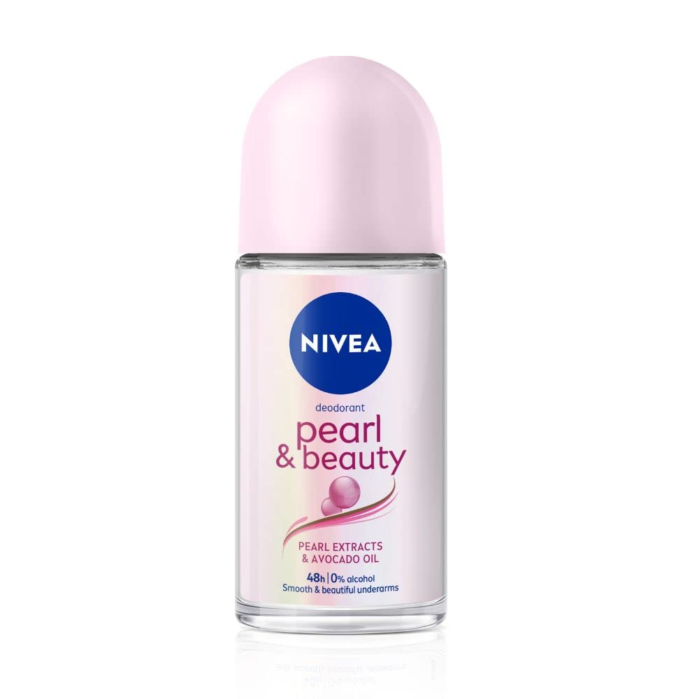 Nivea Women Deodorant Roll On, Pearl & Beauty Fine Fragrance For Fragrant Smooth & Beautiful Underarm Skin, 50ml&NIVEA Deodorant Roll On, Pearl & Beauty For Women 50ml