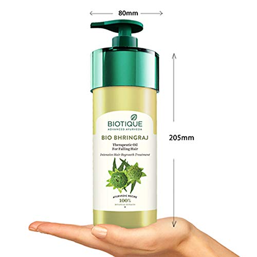 Biotique Bhringraj Therapeutic Hair Oil for Falling Hair | Intensive Hair Regrowth Treatment | Nourishing Hair Follicles| Strong and Shiny Hair| For All Skin Types| 800m