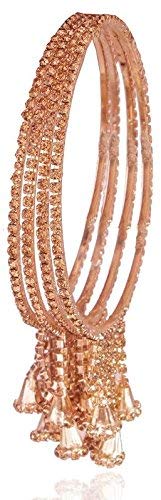 NMII Non-Precious Metal Base Metal with Zircon Gemstone Studded worked Glossy Finished Bangle Set For Women and Girls