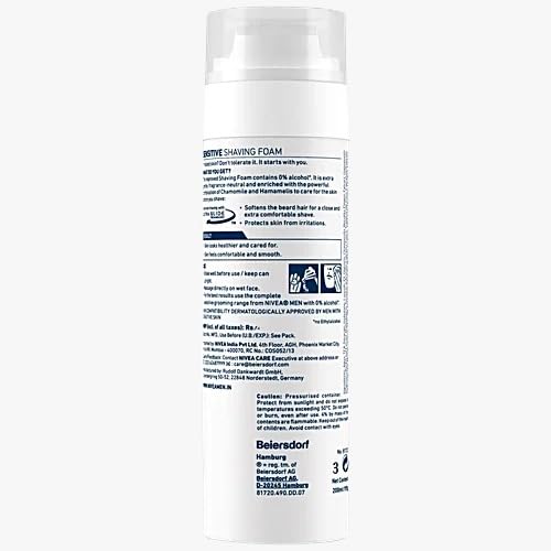NIVEA MEN Shaving, Sensitive Shaving Foam for Face, 250ml