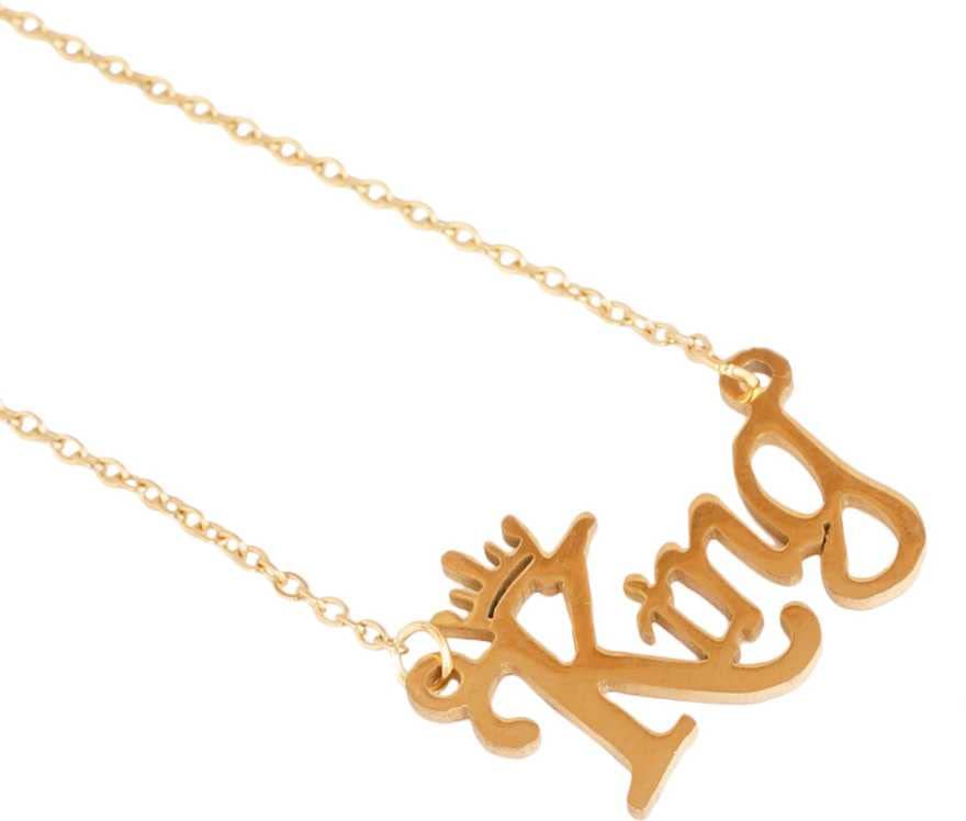 ASTRODIDI Fancy & Stylish Trending King Letter Locket With Chain Brass Metal Gold Plated Pendants Unisex Locket (Golden Color)