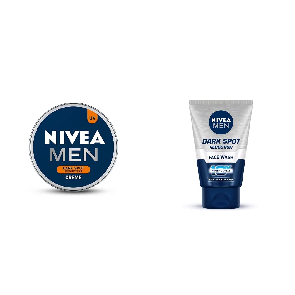 NIVEA Men Crème, Dark Spot Reduction, Non Greasy Moisturizer, Cream with UV Protect, 150 ml & NIVEA Men Face Wash, Dark Spot Reduction, for Clean & Clear Skin with 10x Vitamin C Effect, 100 g