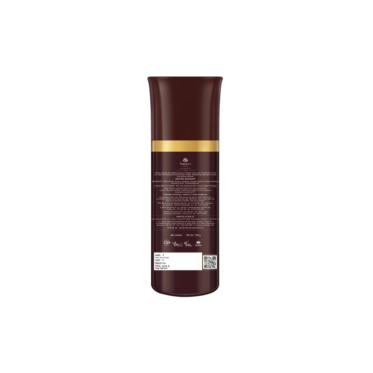 Yardley London Gentleman Gold Body Spray for Men| Fresh Rosemary & Mint Notes| Masculine Fragrance| Body Deodorant for Men| 150ml