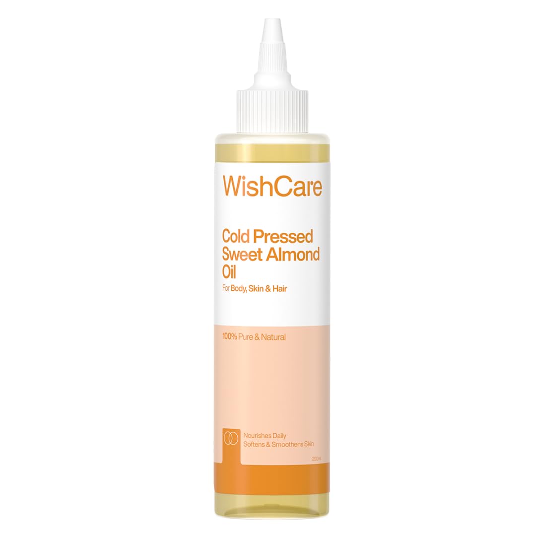 WishCare® Pure Cold Pressed Sweet Almond Oil for Hair Growth and Glowing Skin & Face - 200ml