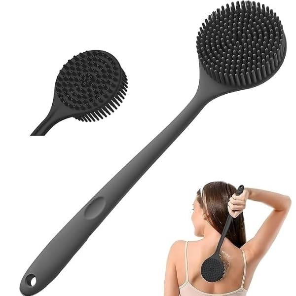 E-COSMOS® Premium Silicone Back Scrubber with Long Handle - BPA-Free Shower Body Brush for Men & Women (Multi Color)