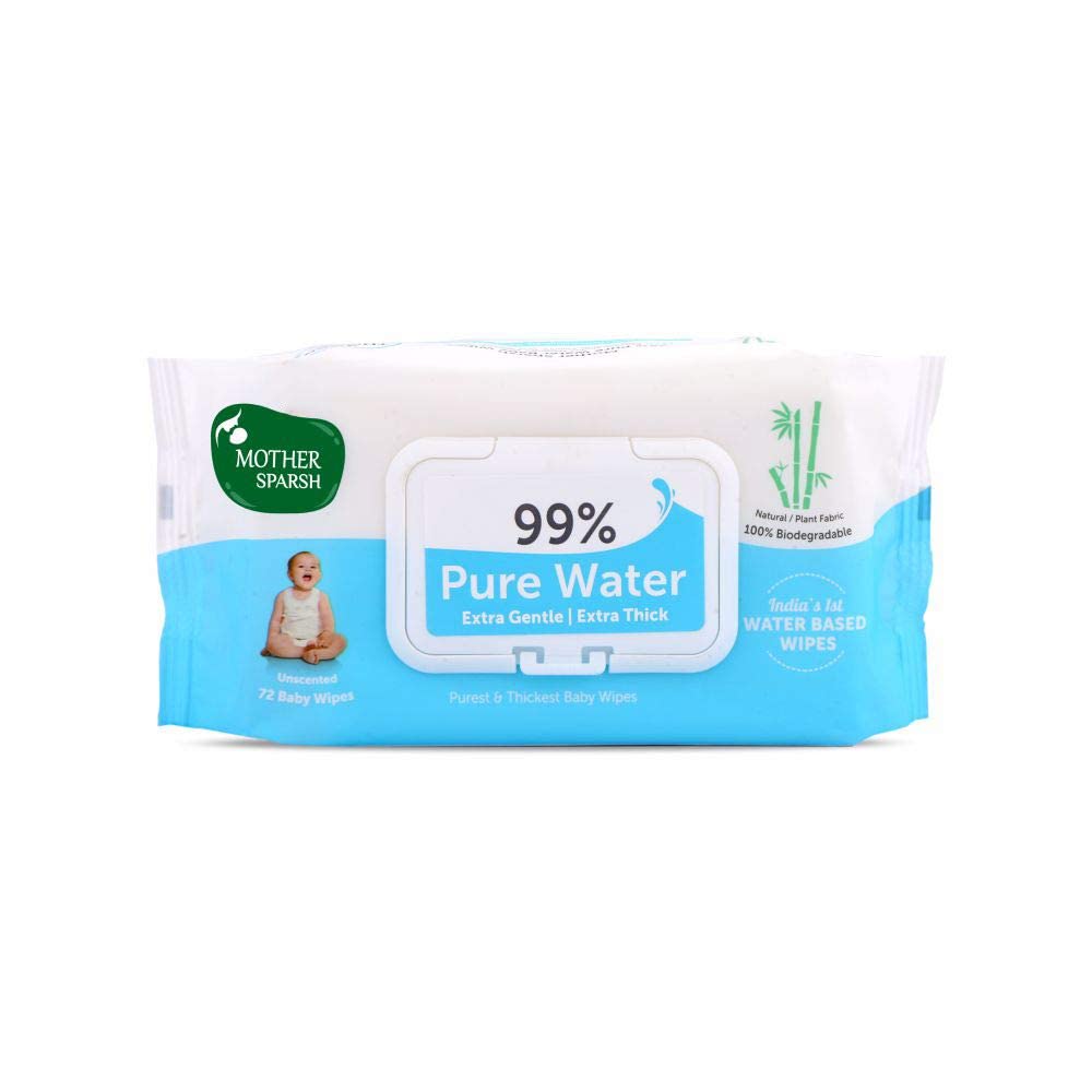 Mother Sparsh FeedoCare 260ml Wide Neck Baby Feeding Bottle, Plant Powered Natural Baby Liquid Cleanser and 99% Pure Water (Unscented) Baby Wipes with Lid I Natural Plant Made Cloth