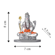 DIVINITI 999 Silver-Plated Lord Shiva Idol with Gold Accents | Mahadev Murti for Home, Office & Puja Mandir | Diwali, Mahashivratri & Housewarming Gift with Premium Gift Box | 8 x 7 CM