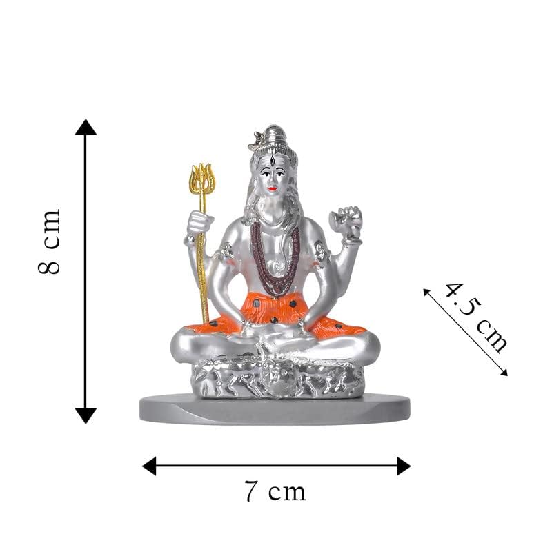 DIVINITI 999 Silver-Plated Lord Shiva Idol with Gold Accents | Mahadev Murti for Home, Office & Puja Mandir | Diwali, Mahashivratri & Housewarming Gift with Premium Gift Box | 8 x 7 CM