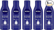 NIVEA Nourishing Body Milk, Pack of 5 x 75 ml (375 ml)