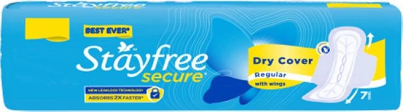STAYFREE Secure Dry Cover Regular With Wings (7+7+7+7+7+7 Pads) Sanitary Pad (Pack of 42)