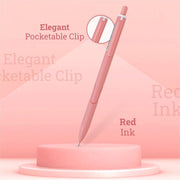 Hauser XO RT Retractable Ball Pen | Sleek Matt Finish Pastel Shade Body & Minimalistic Design | Low Viscosity Ink With Ultra Durable Tip | Red Ink, Pack Of 10