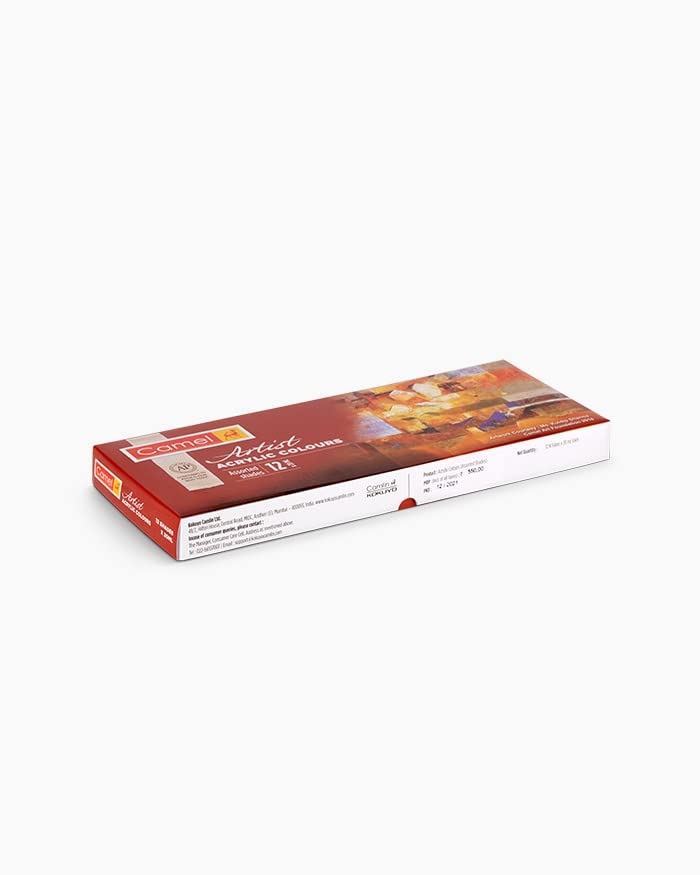 Camel Artist Acrylic Color Box 9ml tubes, 12 Shades (Pack of 2)