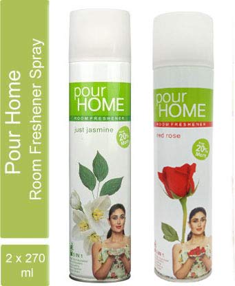 Pour Home Room Freshener Red Rose + Just Jasmine 270 Ml (Pack of 2) Spray