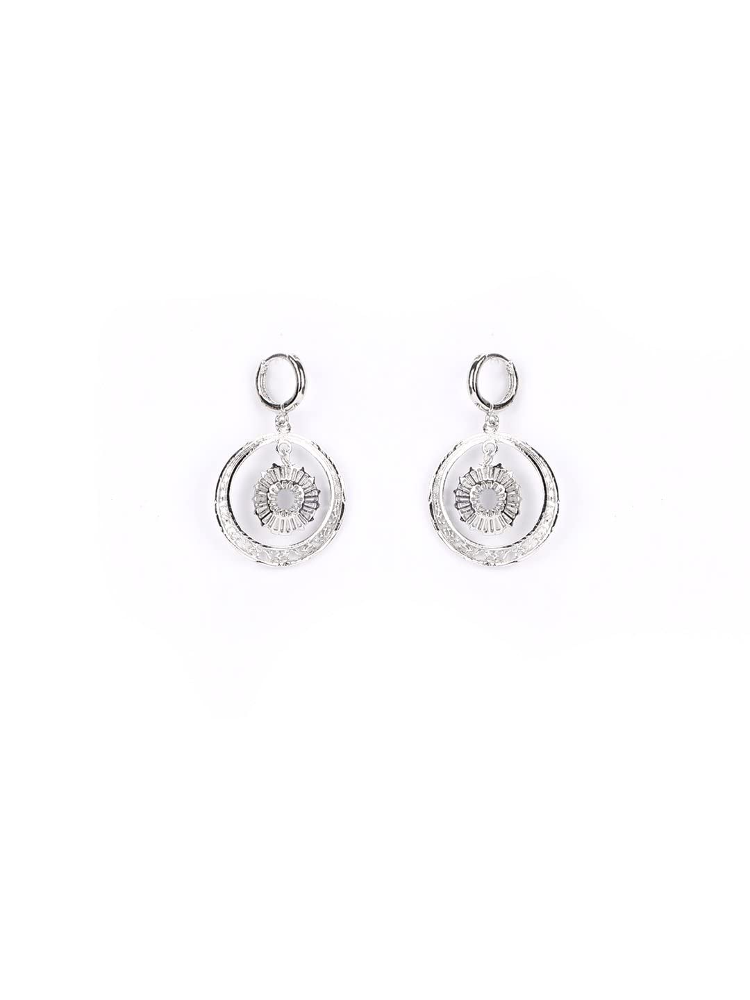 Priyaasi Artificial Stones Silver Plated Hoop Earring