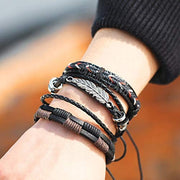 Shining Diva Fashion Genuine Leather Bracelet Wraps Casual Skin Friendly Bracelets for Men Boys