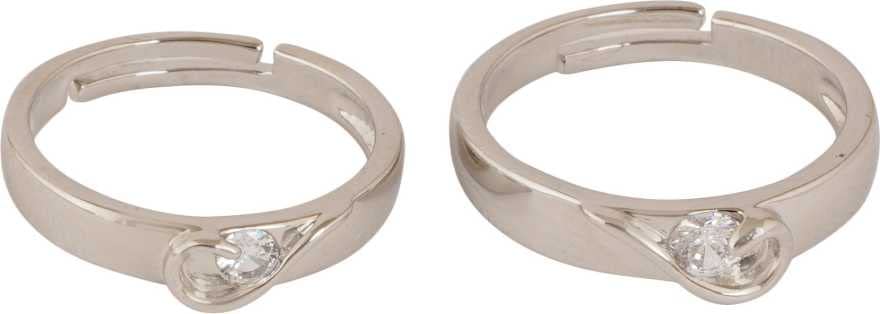 ASTRODIDI Alloy Crystal Silver Plated Ring Set | Couple Rings for Every Special Occasion Crystal Sterling Silver Plated Ring Set