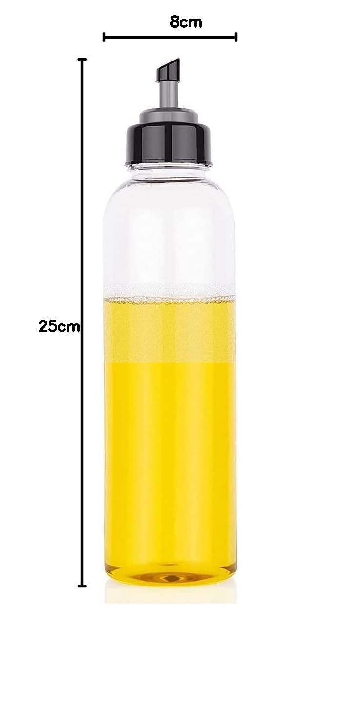 E-COSMOS® Food-Grade Plastic 1 litres Oil Dispenser for Cooking, Easy Flow Oil and Vinegar Bottle, Oil Pourer, Liquid Dispenser, Transparent, Unbreakable, Medium
