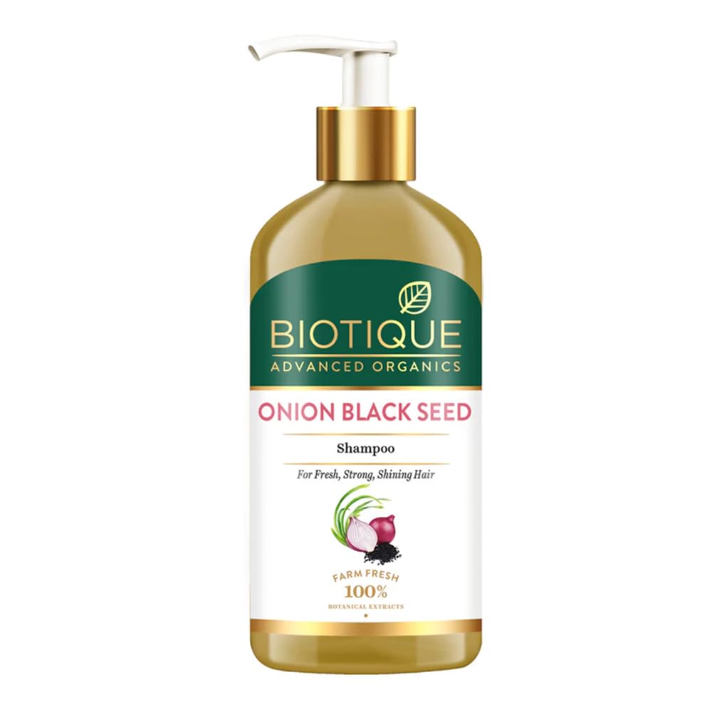 Biotique Onion Black Seed Shampoo For Fresh, Strong and Shining Hair, 300 ml | Hair Fall Control, Hair Strengthening | Paraben Free, Natural Botanical Extracts