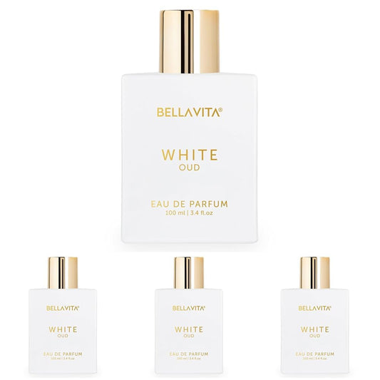 Bella Vita Luxury White Oud Unisex Eau De Liquid Perfume With Orange, Patchouli, Musk|Premium, Long Lasting Oud & Fruity Fragrance For Unisex,100Ml (Pack Of 4)