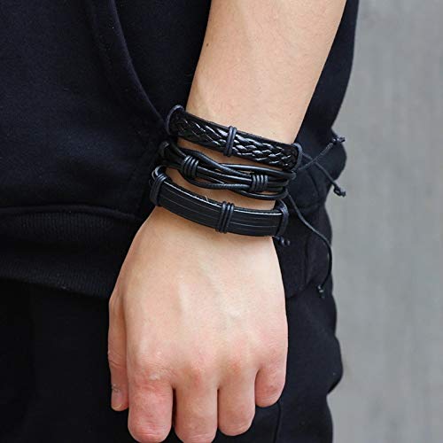 6pcs Latest Collection Genuine Leather Bracelet Wraps Casual Wear Skin Friendly Stylish Bracelets for Men Boys by Shining Diva Fashion