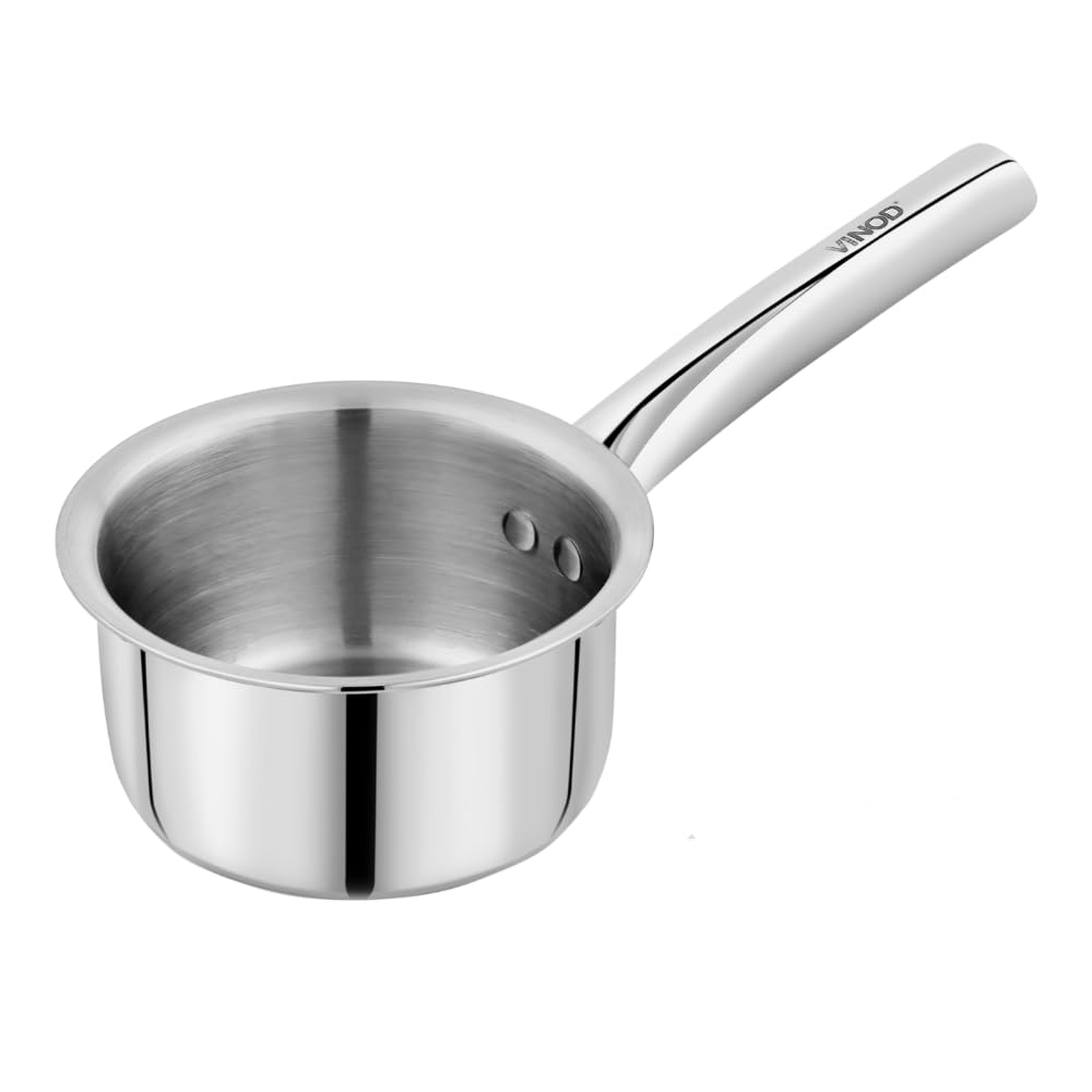 Vinod – Claro Heavy Gauge Stainless Steel Sauce Pan (Plain), 1.5 mm – Capacity 2 LTR (18cm)