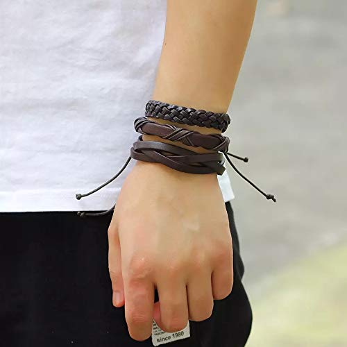 6pcs Latest Collection Genuine Leather Bracelet Wraps Casual Wear Skin Friendly Stylish Bracelets for Men Boys by Shining Diva Fashion