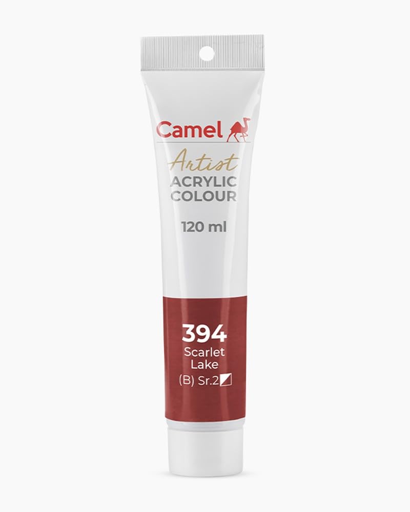 Camel Camlin Kokuyo Artist Acrylic Colour Tubes 120ml Scarlet Lake 394