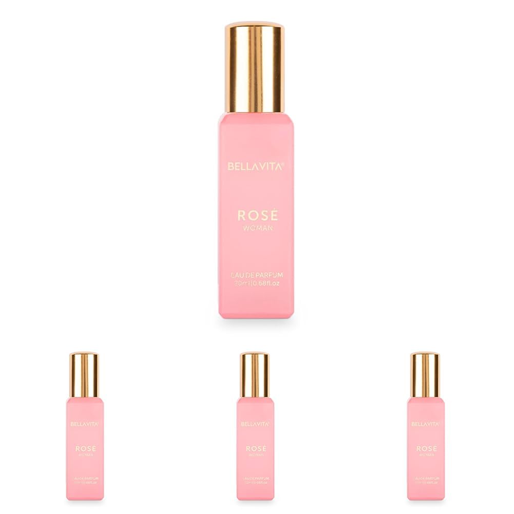 Bella Vita Luxury Rose Woman Liquid Eau De Parfum Perfume For Women With Black Currant, Vanilla & Jasmine|Floral & Sweet Edp Long Lasting Fragrance Scent, 20Ml (Pack Of 4)