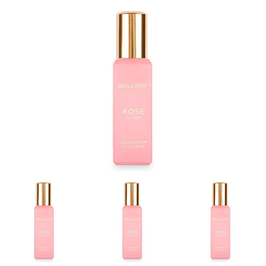 Bella Vita Luxury Rose Woman Liquid Eau De Parfum Perfume For Women With Black Currant, Vanilla & Jasmine|Floral & Sweet Edp Long Lasting Fragrance Scent, 20Ml (Pack Of 4)