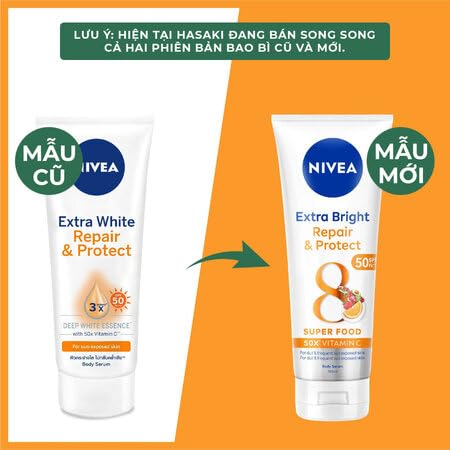 Nivea Extra White Repair and Protect Body Serum SPF50 PA Brightening Body Lotion 180ml Vitamin C Skin Whitening Sun Protection Moisturizer for Smooth Radiant Skin