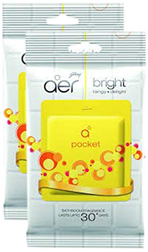 Spar Combo - Godrej aer Pocket Bathroom Fragrance -Bright Tangy Delight, 10g (Pack of 2) Promo Pack