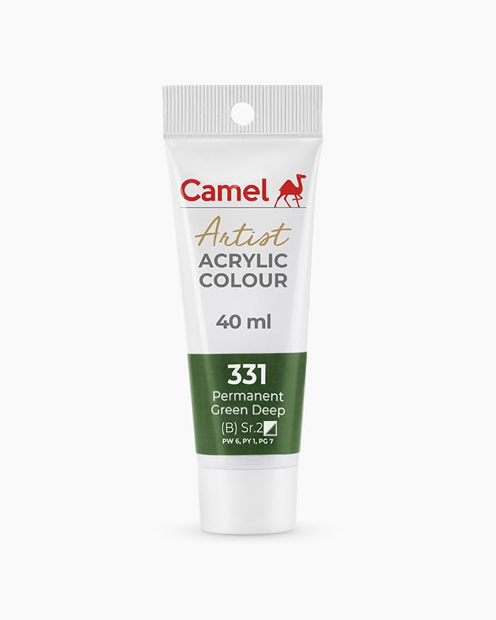 Camel Camlin Kokuyo Acrylic Tubes 40ml - Permanent Rose, Raw Umber & Permanent Green Deep
