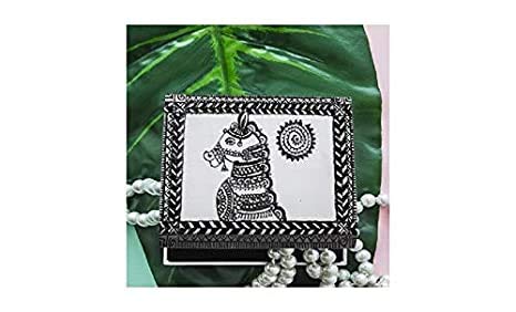 FEVICRYL Canvas KIT with Stencil, AXRYLIC Colours-(Crimson,ULTRAMARNINE Blue,SAP Green,Lemon Yellow,Black, White) Size 4 Round Brush, and Premium Quality Canvas Board 8" 10" INCH