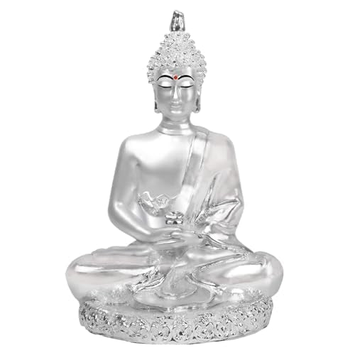 DIVINITI Buddha Idol for Home Decor Showpiece 999 Silver Plated Statue of Buddha Meditation Ji Murti for Puja Room, Festival Gift Lord Figurine Peace & Positivity (8 X 6 CM)
