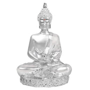 DIVINITI Buddha Idol for Home Decor Showpiece 999 Silver Plated Statue of Buddha Meditation Ji Murti for Puja Room, Festival Gift Lord Figurine Peace & Positivity (8 X 6 CM)