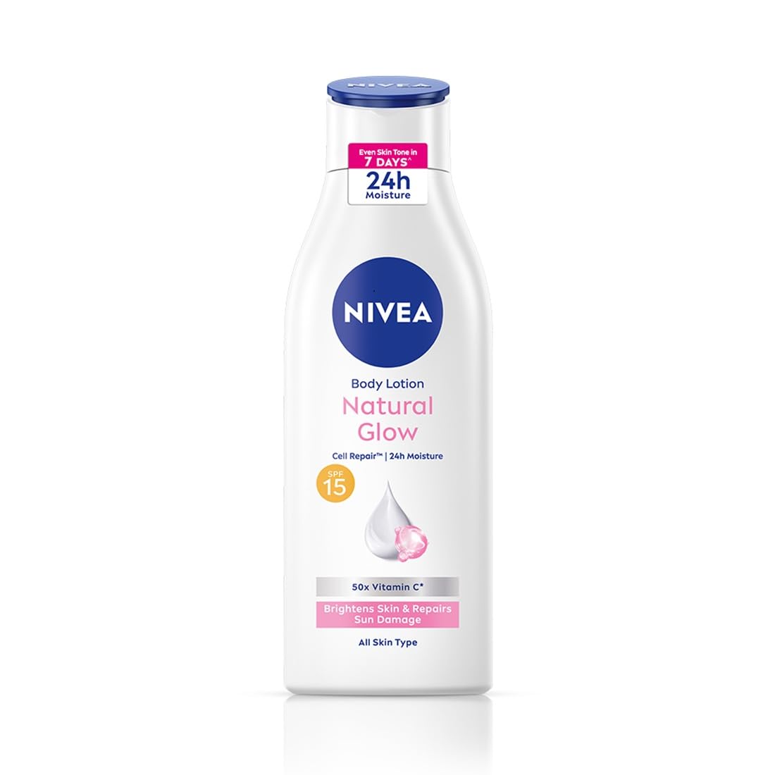NIVEA Natural Glow Cell Repair 200ml Body Lotion | SPF 15 & 50 X Vitamin C for Summer Protection |With Camu Camu & Acerola Cherry Extracts | Gives Even Toned & Smooth Skin |For All Skin Types (Packaging might vary)