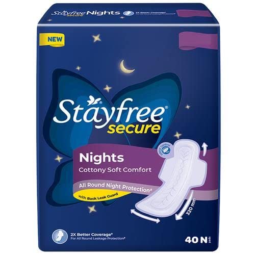STAYFREE Secure Nights Sanitary Pad REGULER 40+40 Sanitary Pad (Pack of 80)