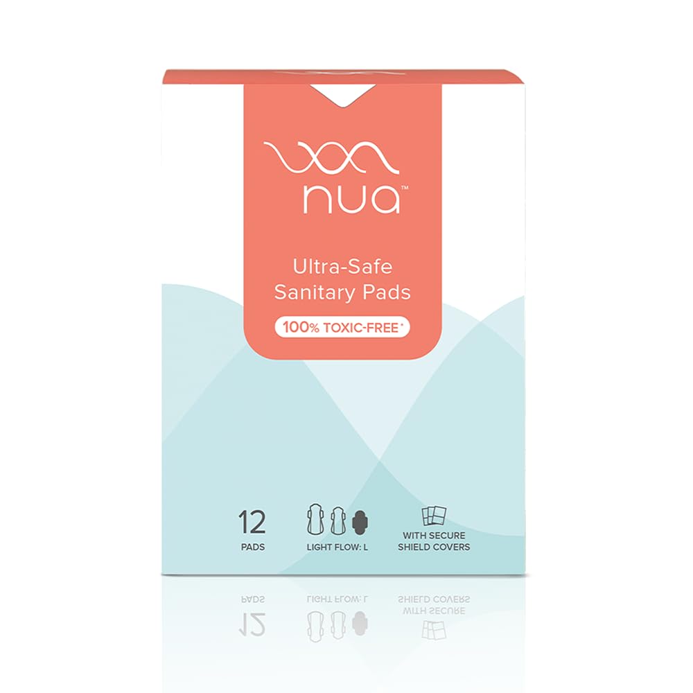 Nua Ultra-Safe Sanitary Pads For Women | 12 Ultra Thin Pads | Light-L | Safe on Skin | Toxic-Free & Rash-Free | Unscented | Leakproof | With 12 Secure Shield Covers| Made Safe (Pack of 3)
