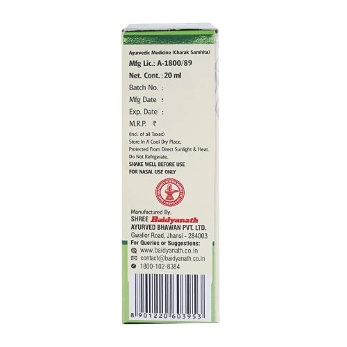Baidyanath Anu Taila Ayurvedic Nasya Oil, 20 ml