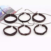 6pcs Latest Collection Genuine Leather Bracelet Wraps Casual Wear Skin Friendly Stylish Bracelets for Men Boys by Shining Diva Fashion