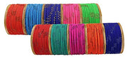 NMII Stylish Multi colour Metal Bangles set for women and Girls with Zari and Cutting Design | Fancy Multicolour Bangles for women | Metal Chudi Set For Women | Women's Bangles