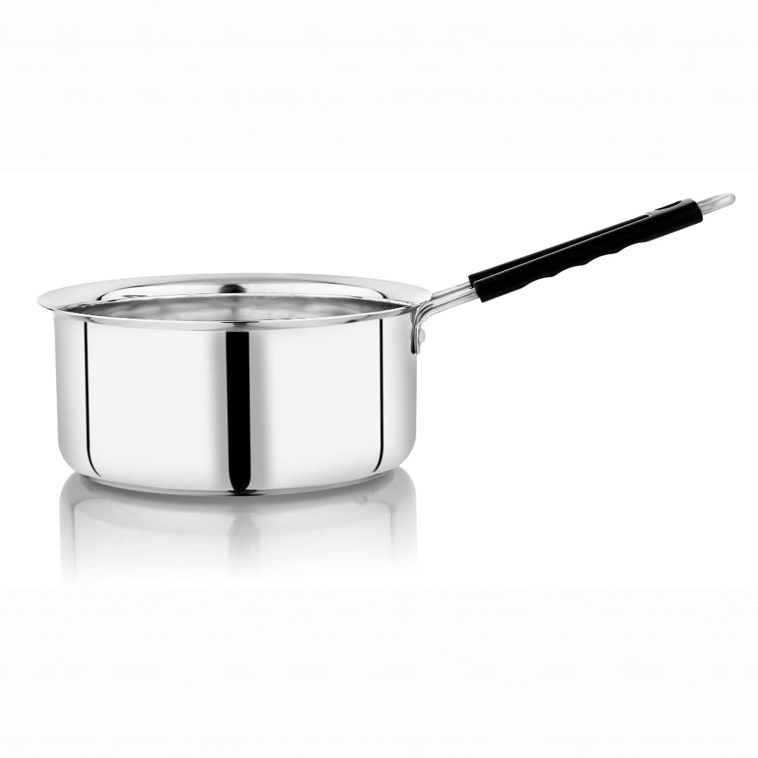 VINOD Stainless Steel Royal Saucepan with Long Side Handle, Tea/Milk Pan, Capacity 2400ml (No 12)